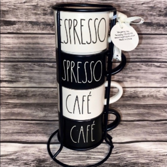 Rae Dunn espresso/cafe stacking mugs - Picture 1 of 1
